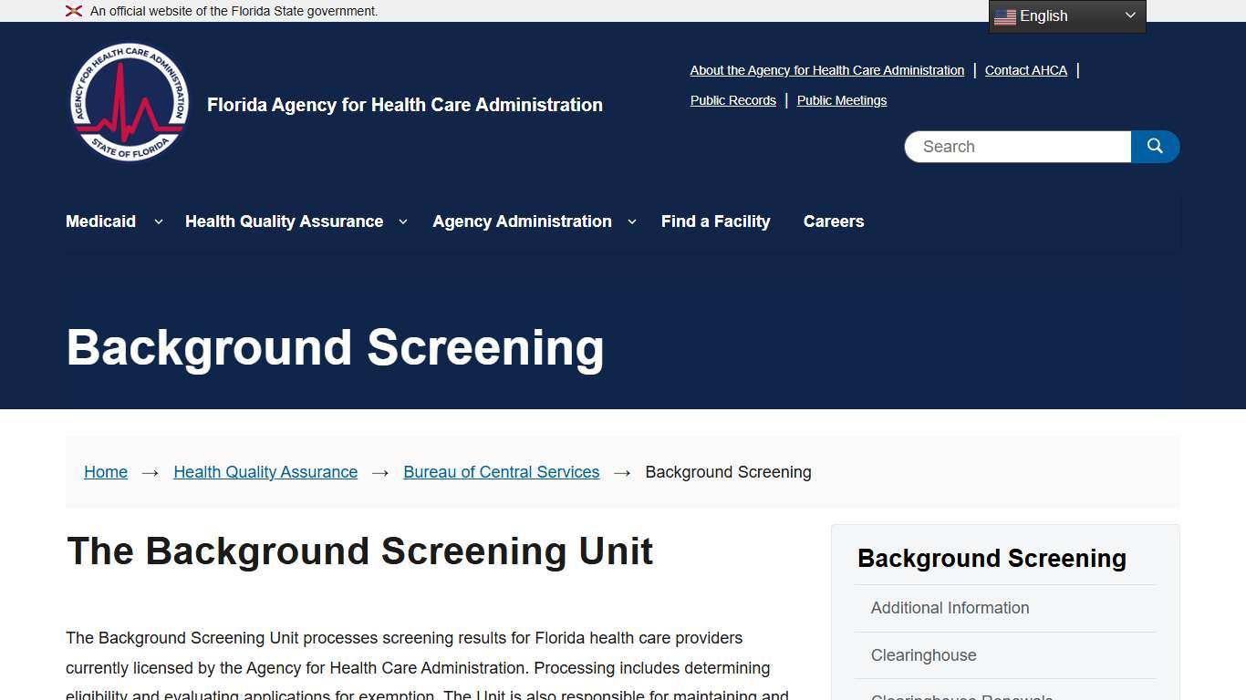 Background Screening | Florida Agency for Health Care Administration